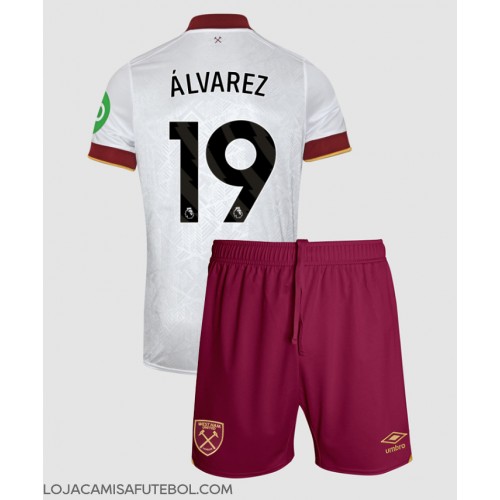 Camisa de Futebol West Ham United Edson Alvarez #19 Equipamento Alternativo Infantil 2024-25 Manga Curta (+ Calças curtas)